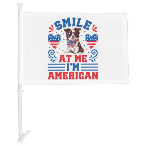 Patriotic Border Collie Dog for 4th Of July Car Flag