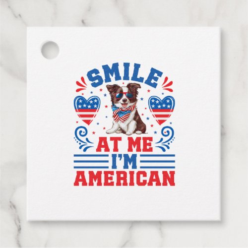 Patriotic Border Collie Dog for 4th Of July Favor Tags