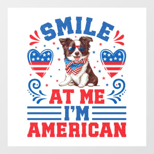 Patriotic Border Collie Dog for 4th Of July Floor Decals