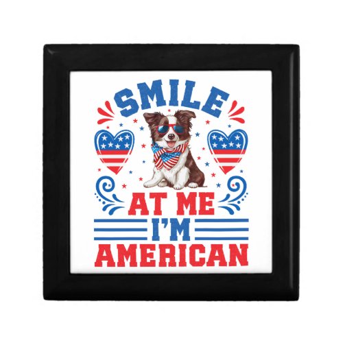 Patriotic Border Collie Dog for 4th Of July Gift Box