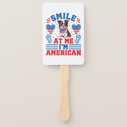 Patriotic Border Collie Dog for 4th Of July Hand Fan