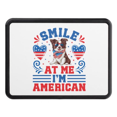 Patriotic Border Collie Dog for 4th Of July Hitch Cover