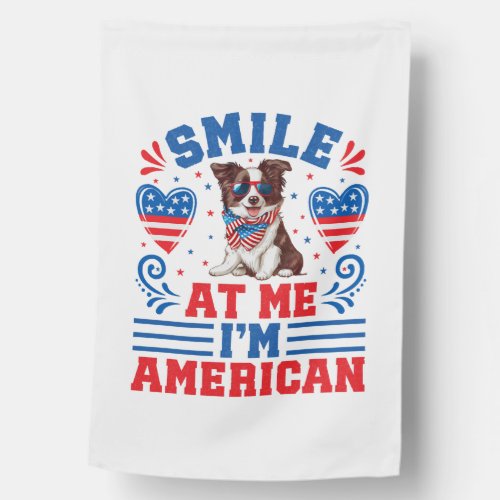 Patriotic Border Collie Dog for 4th Of July House Flag