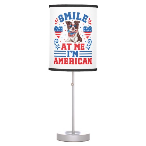 Patriotic Border Collie Dog for 4th Of July Table Lamp