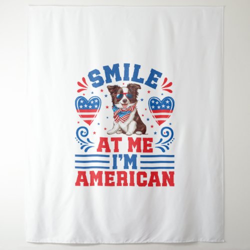 Patriotic Border Collie Dog for 4th Of July Tapestry