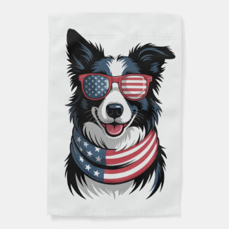 Patriotic Border Collie Garden Flag