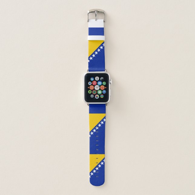 Patriotic Bosnia Herzegovina Flag Apple Watch Band (Front)
