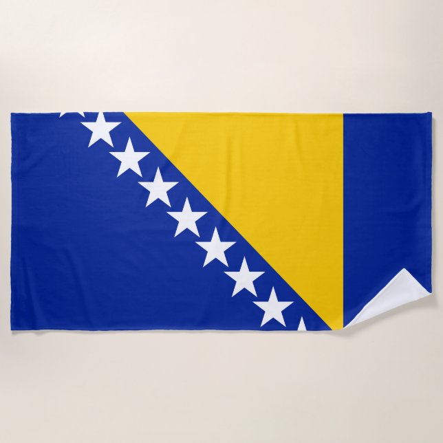 Patriotic Bosnia Herzegovina Flag Beach Towel (Front)