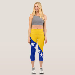 Patriotic Bosnia Herzegovina Flag Capri Leggings