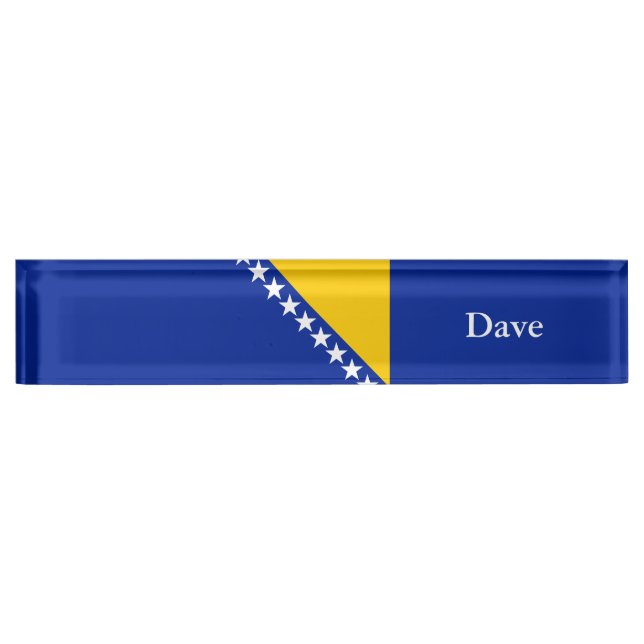 Patriotic Bosnia Herzegovina Flag Desk Name Plate (Front)