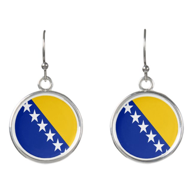 Patriotic Bosnia Herzegovina Flag Earrings (Front)