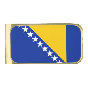 Patriotic Bosnia Herzegovina Flag Gold Finish Money Clip