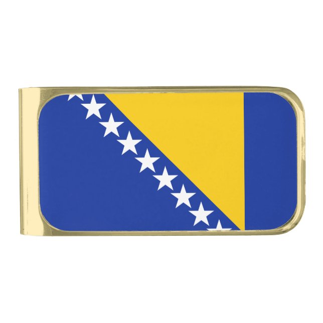 Patriotic Bosnia Herzegovina Flag Gold Finish Money Clip (Front)