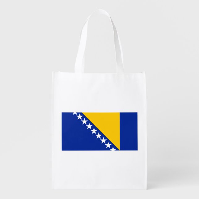 Patriotic Bosnia Herzegovina Flag Grocery Bag (Front)