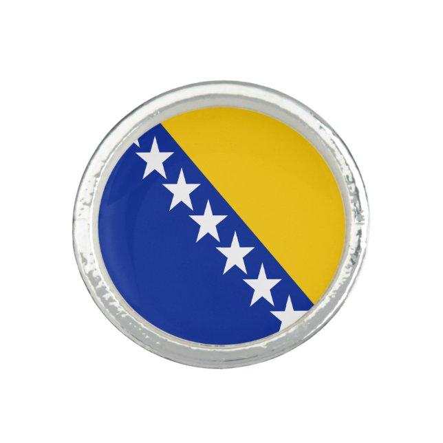 Patriotic Bosnia Herzegovina Flag Ring (Front)