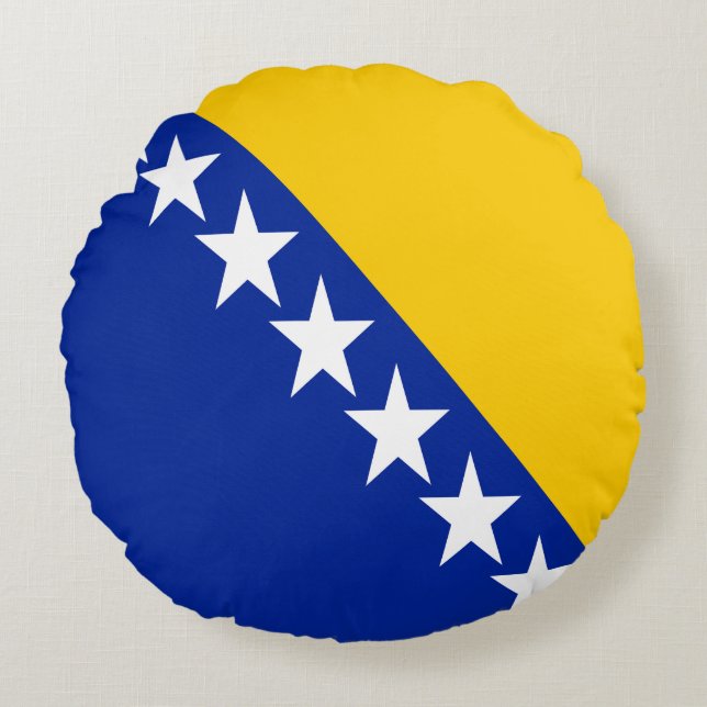 Patriotic Bosnia Herzegovina Flag Round Pillow (Front)