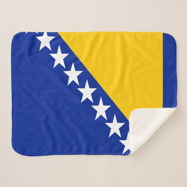 Patriotic Bosnia Herzegovina Flag Sherpa Blanket (Front (Horizontal))