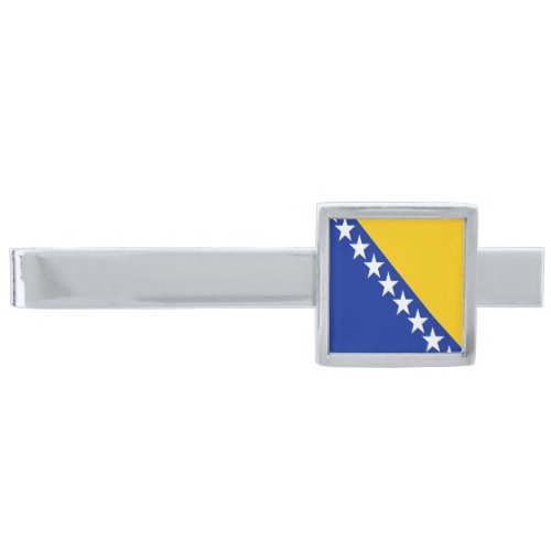 Patriotic Bosnia Herzegovina Flag Silver Finish Tie Bar