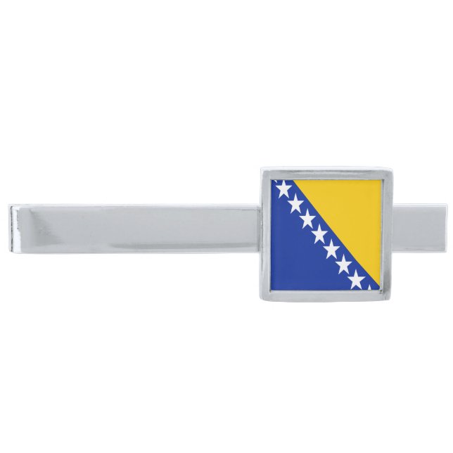 Patriotic Bosnia Herzegovina Flag Silver Finish Tie Bar (Front)