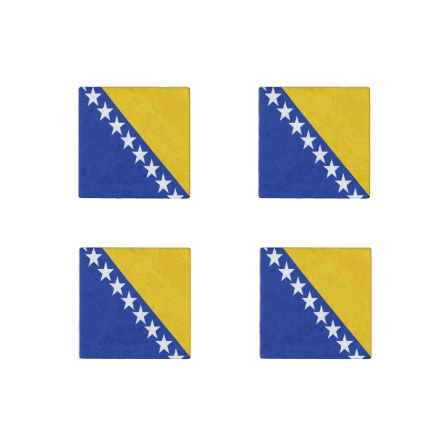 Patriotic Bosnia Herzegovina Flag Stone Magnet (Front)