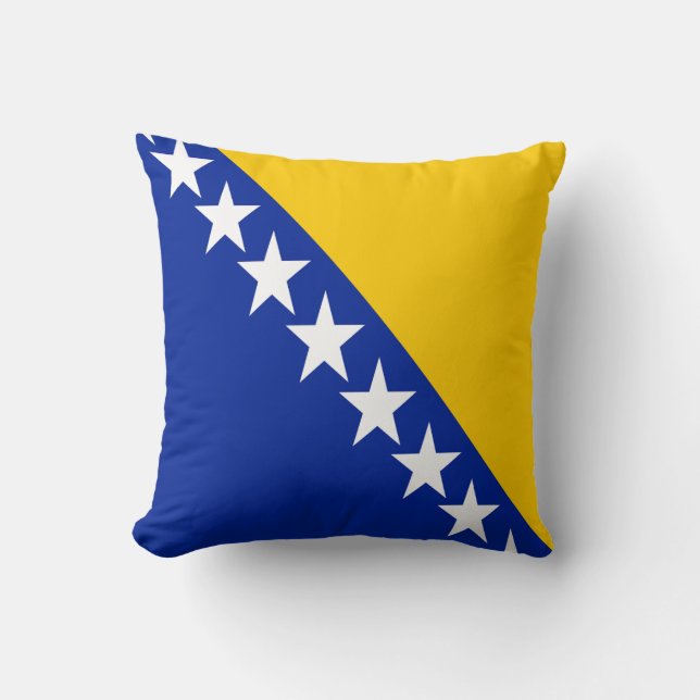 Patriotic Bosnia Herzegovina Flag Throw Pillow (Front)