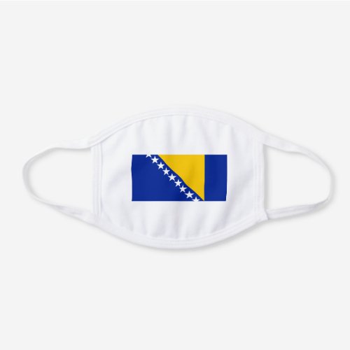 Patriotic Bosnia Herzegovina Flag White Cotton Face Mask