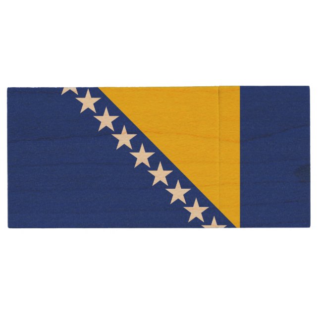 Patriotic Bosnia Herzegovina Flag Wood Flash Drive (Front)