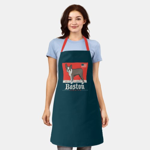 Patriotic  Boston Terrier Apron