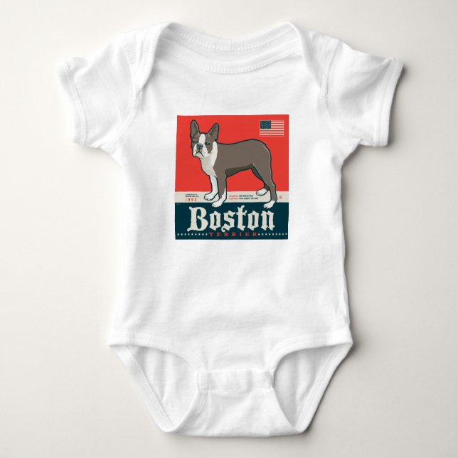 Patriotic | Boston Terrier Baby Bodysuit (Front)