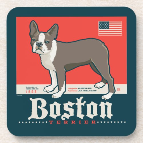 Patriotic  Boston Terrier Beverage Coaster