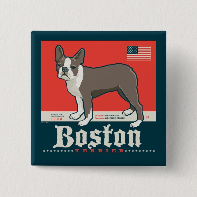 Patriotic | Boston Terrier Button (Front)