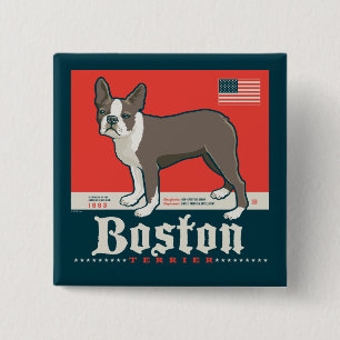 Patriotic Boston Terrier Button