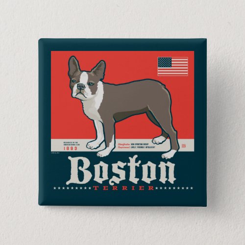 Patriotic  Boston Terrier Button