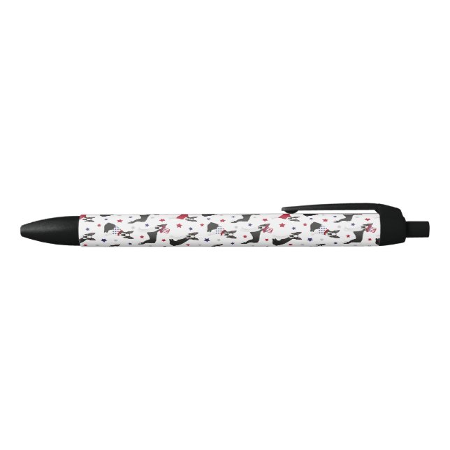 Patriotic Boston Terrier Dog Black Ink Pen (Top)