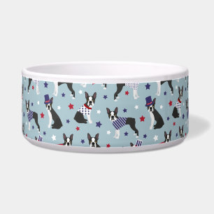 Patriotic Boston Terrier Dog Bowl