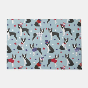 Patriotic Boston Terrier Dog Doormat