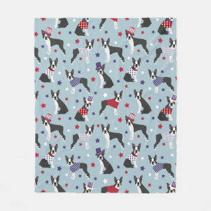 Patriotic Boston Terrier Dog Fleece Blanket