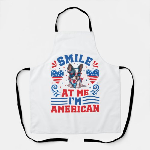 Patriotic Boston Terrier Dog for 4th Of July Apron