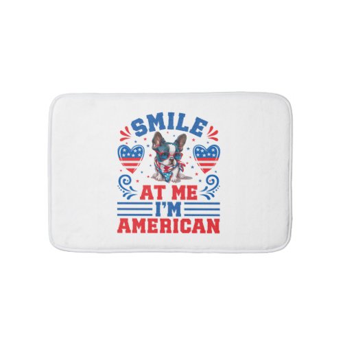 Patriotic Boston Terrier Dog for 4th Of July Bath Mat