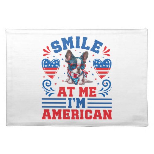 Patriotic Boston Terrier Dog for 4th Of July Cloth Placemat