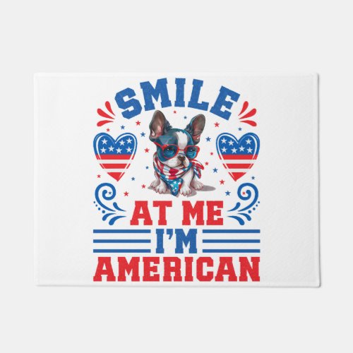 Patriotic Boston Terrier Dog for 4th Of July Doormat