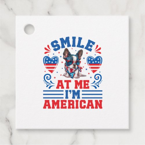 Patriotic Boston Terrier Dog for 4th Of July Favor Tags