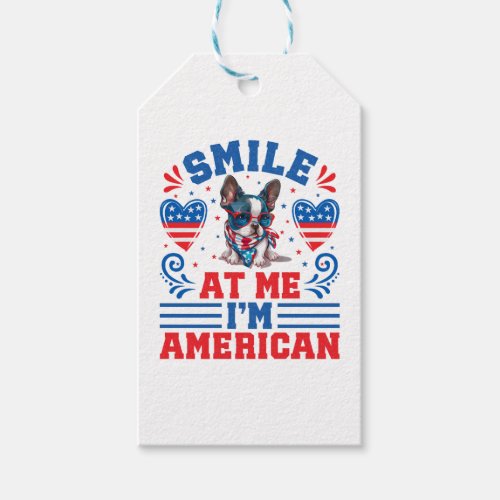 Patriotic Boston Terrier Dog for 4th Of July Gift Tags