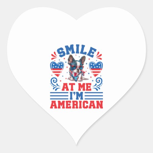 Patriotic Boston Terrier Dog for 4th Of July Heart Sticker