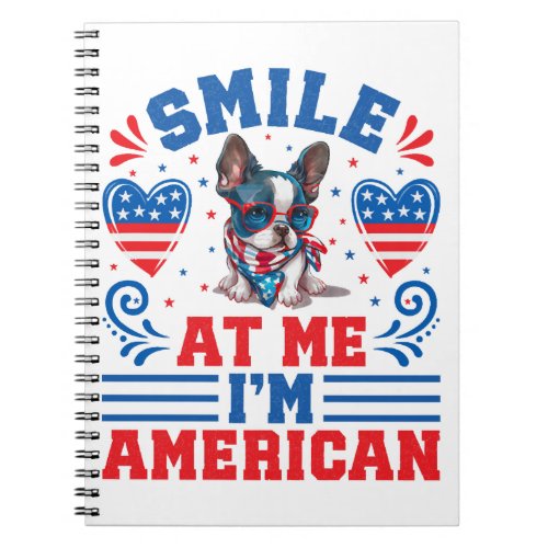 Patriotic Boston Terrier Dog for 4th Of July Notebook