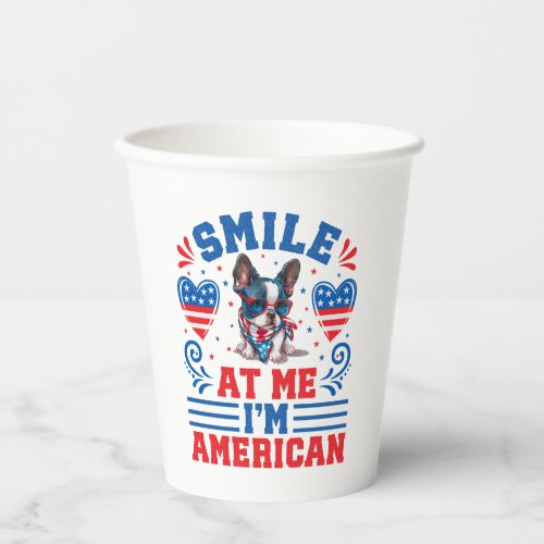Patriotic Boston Terrier Dog for 4th Of July Paper Cups