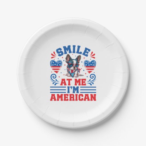 Patriotic Boston Terrier Dog for 4th Of July Paper Plates