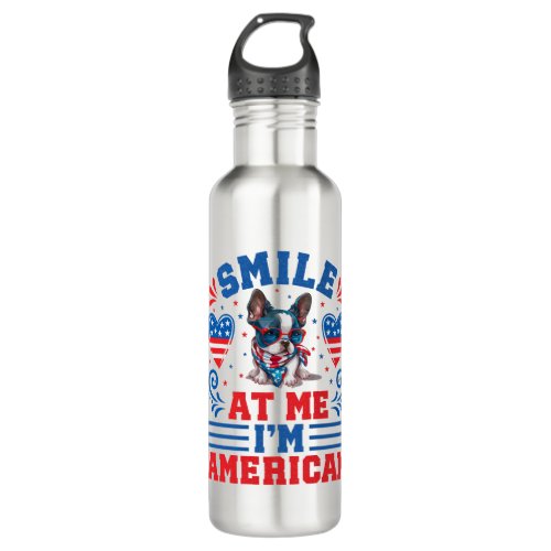 Patriotic Boston Terrier Dog for 4th Of July Stainless Steel Water Bottle