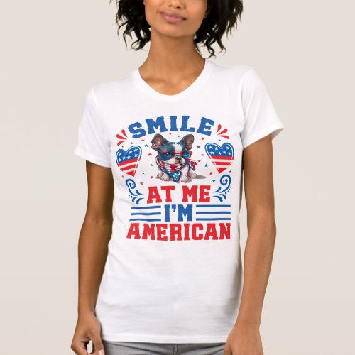 Patriotic Boston Terrier Dog for 4th Of July T_Shirt