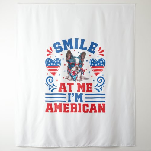 Patriotic Boston Terrier Dog for 4th Of July Tapestry